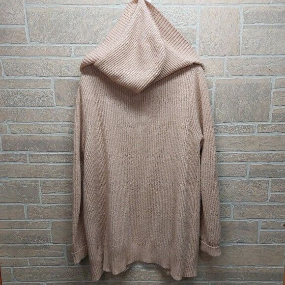 Mudd Women's Medium Light Pink Long Cardigan Duster Hooded Sweater Y2K - Picture 4 of 5